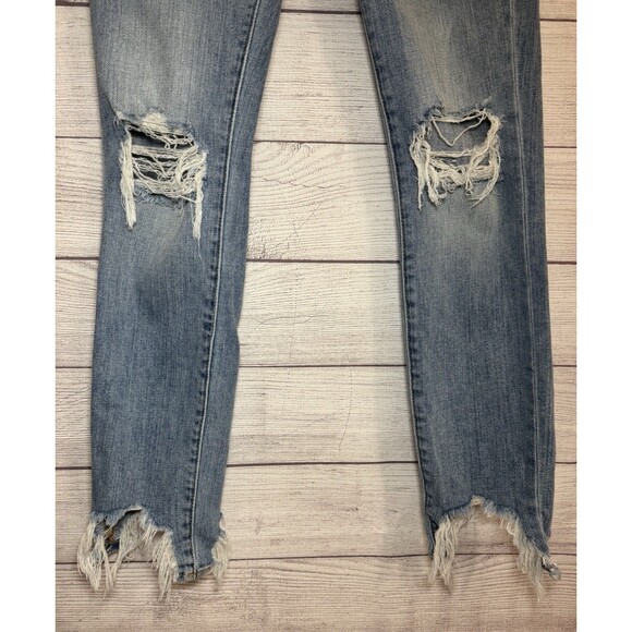 L’Agence  High Rise Straight Leg Light Wash Destroyed Knee Jeans Size 25 - Picture 5 of 12